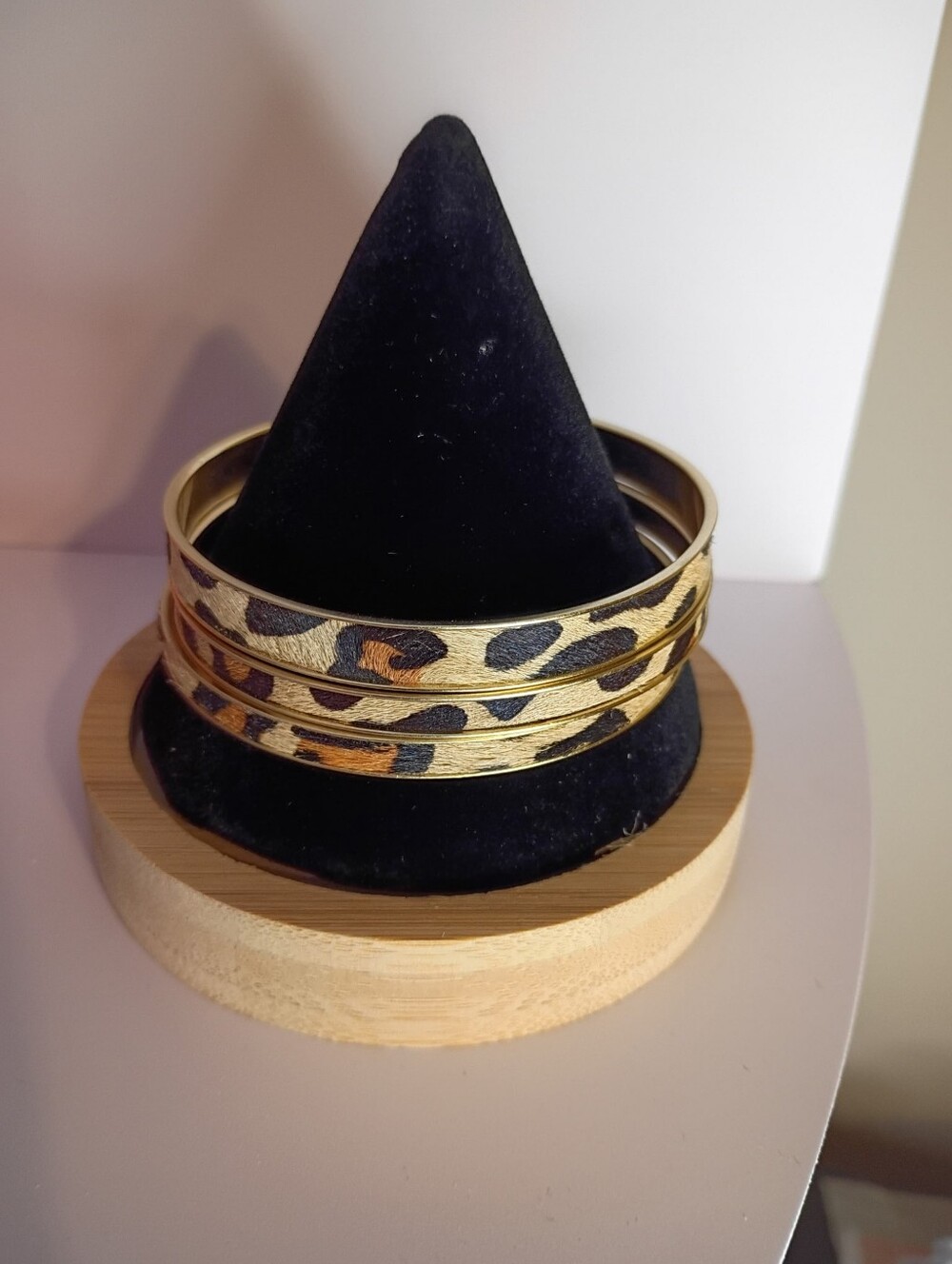 Chic  Leopard Print Triple Bangle Bracelet Set